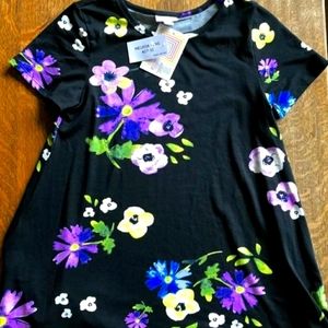 New Lularoe Black Floral Melissa Top XXS